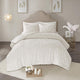 Madison Park Laetitia 100 Percent Cotton Duvet Cover Set with Chenille Tufted Medallion Design Shabby Chic All Season Bedding with Shams Floral Off White Full Queen 90 x 90 Inches