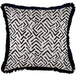 Escape to Paradise Cushion Cover Coastal Fringe Black Tribal 60CM X 60CM