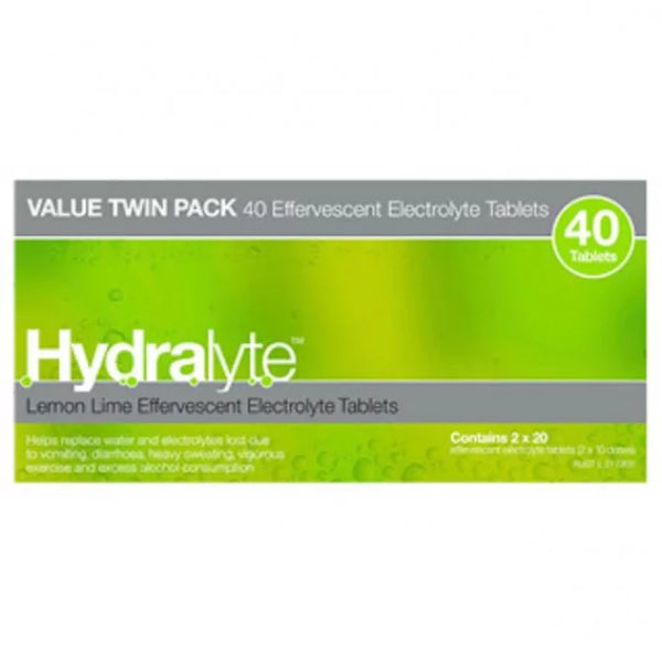 Hydralyte Lemon Lime Effervescent Electrolyte Tablets 40 Pack