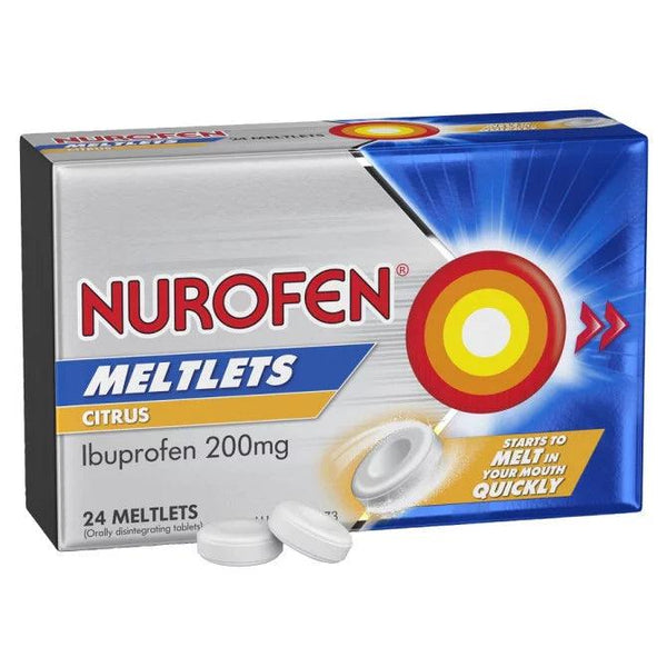 Nurofen Meltlets Pain Relief Citrus 200mg Ibuprofen 24 Pack