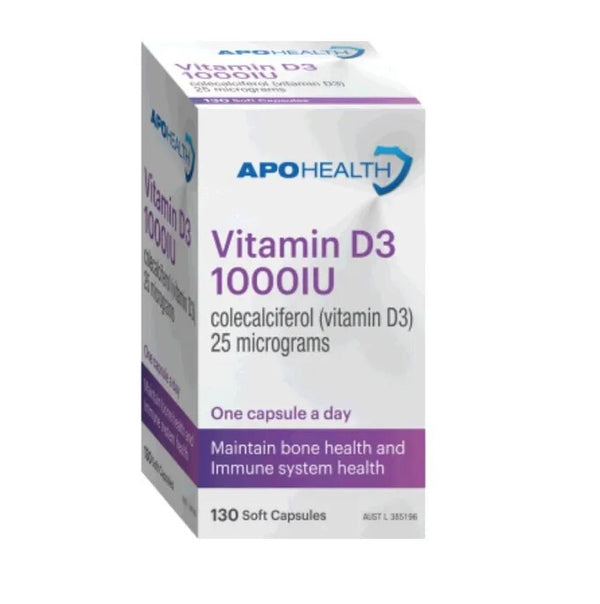 APOHealth Vitamin D3 1000IU 130 Capsules