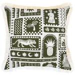 Escape to Paradise Cushion Cover Coastal Fringe NaXos Eucalyptus 45CM X 45CM