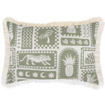 Escape to Paradise Cushion Cover Coastal Fringe Naxos Sage 35CM X 50CM