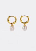 Zafino Tessa Pearl Hoop Earrings Gold