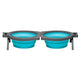 Loving Pets Bella Roma Travel Double Bowl for Dogs and Cats Blue