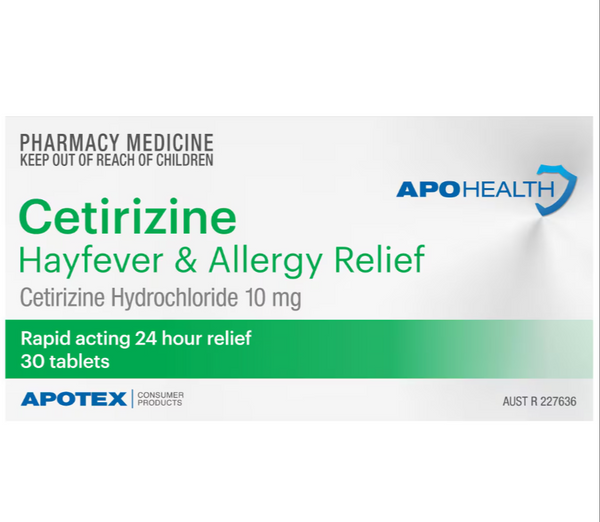 ApoHealth Cetirizine Hayfever Allergy 10mg 30 Tablets