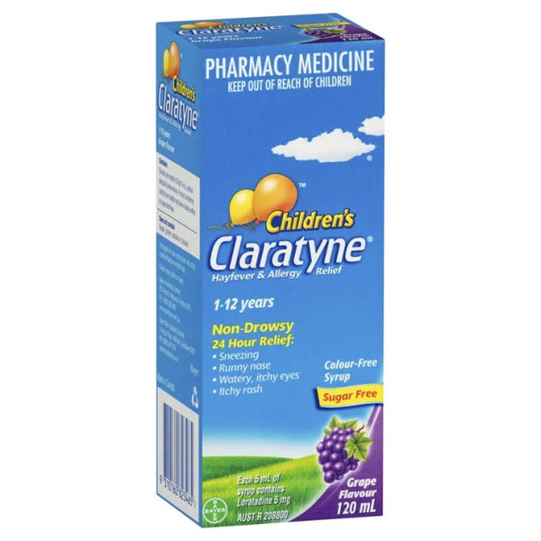 Claratyne Childrens Syrup 1 To 12 Years Grape 120ml