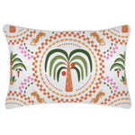 Escape to Paradise Cushion Cover With Piping Palm Mosaic White 35CM X 50CM