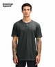 American Apparel 2004CVC Unisex Henley T Shirt Heather Charcoal