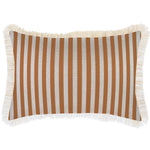 Escape to Paradise Cushion Cover Coastal Fringe Candy Stripe Rust 35CM x 50CM