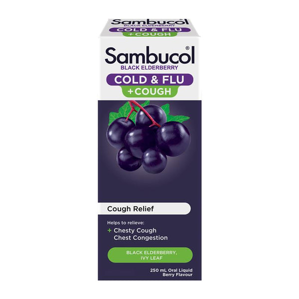 Sambucol Cold & Flu + Cough Liquid 250ml