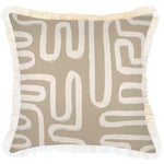Escape to Paradise Cushion Cover Coastal Fringe Maze Taupe 45CM X 45CM