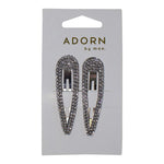 Mae One Touch Diamante Silver Hair Clips 2