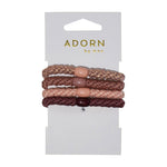 Adorn by Mae Woven Hair Elastics for All Day Hold Mauve 4 Pack