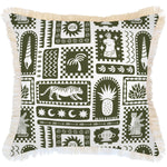 Escape to Paradise Cushion Cover Coastal Fringe Naxos Eucalyptus 60CM X 60CM