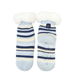 Wicked Sista Toddler Slipper Socks Blue and White Stripe