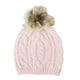 Wicked Sista Cable Knit Beanie With Faux Fur Pom Pom Blush