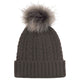 Wicked Sista Cable Rib Beanie with Pom Pom Warm Charcoal