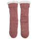 Wicked Sista Rib Knit Cranberry Marle Slipper Socks