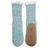 Wicked Sista Wave Twist Cable Knit Slipper Socks Aqua Marle