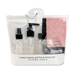 Wicked Sista 5 Piece Travel Bottle and Pouch Set Pink and Black