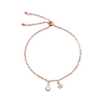 Wicked Sista Floral Pearl Charm Bracelet Rose Gold