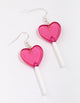 Silver And Pink Lollipop Drop Earrings