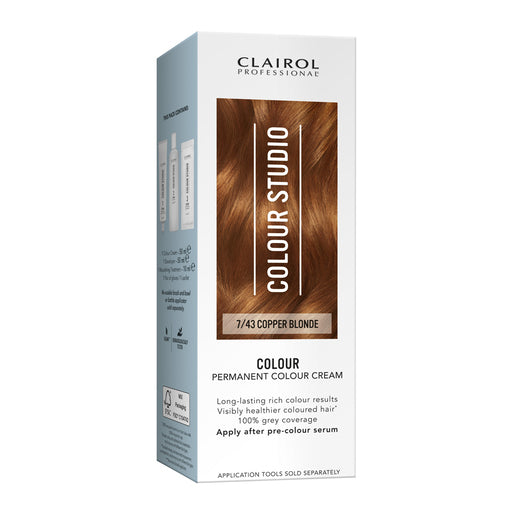 Clairol Professional Colour Studio Step 2 Permanent Hair Colour Cream 7/43 Copper Blonde 150ml