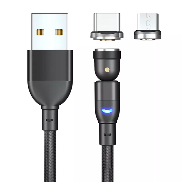 540 Degree Rotate Magnetic Charging Cable (1m and 2m) Bundle