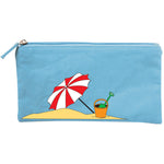 Wicked Sista Embroidered Cotton Coin Purse Wallet On The Beach Blue 20 x 10 cm