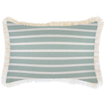 Escape to Paradise Cushion Cover Coastal Fringe Hampton Stripe Seafoam 35CM X 50CM