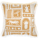 Escape to Paradise Cushion Cover Coastal Fringe Naxos Mustard 45CM X 45CM