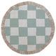 Escape to Paradise Round Placemat Coastal Fringe Check Seafoam 40CM