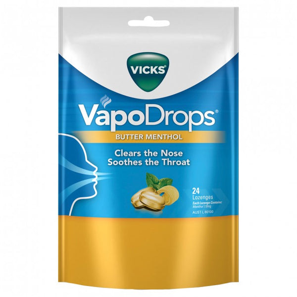 Vicks VapoDrops Butter Menthol Lozenges 24 Pack