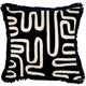 Escape to Paradise Cushion Cover Coastal Fringe Black Maze Black 45CM X 45CM