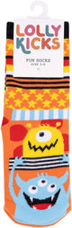 Lolly Kicks Monster Socks Fun Novelty Crew Socks for Kids Size 5-8 Years Old