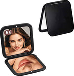 Black Compact Mirrors Normal and 5x Magnification Double Sided