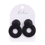 Kiki Black Wooden Circle Earrings