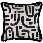 Escape to Paradise Cushion Cover Coastal Fringe Black Abstract Black 60CM X 60CM