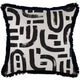 Escape to Paradise Cushion Cover Coastal Fringe Black Abstract Black 60CM X 60CM