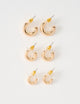 Earsense Gold Thick J Hoop Trio Earrings