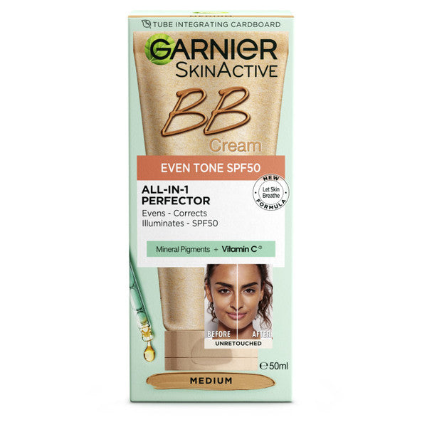 Garnier SkinActive BB Cream All-In-One Perfector Even Tone SPF50 50mL - Medium