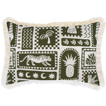 Escape to Paradise Cushion Cover Coastal Fringe Naxos Eucalyptus 35CM X 50CM