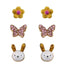 Sensation Kids Gold Plated Bunny Butterfly And Flower Stud Earring Set