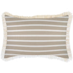 Escape to Paradise Cushion Cover Coastal Fringe Hampton Stripe Beige 35CM X 50CM