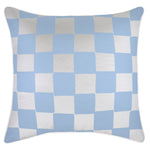 Escape to Paradise Cushion Cover With Piping Check Blue White 60CM X 60CM