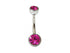 Adn Pygmy Double Jewelled Belly Bar Fuchsia 14G 10mm
