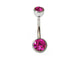 Adn Pygmy Double Jewelled Belly Bar Fuchsia 14G 10mm