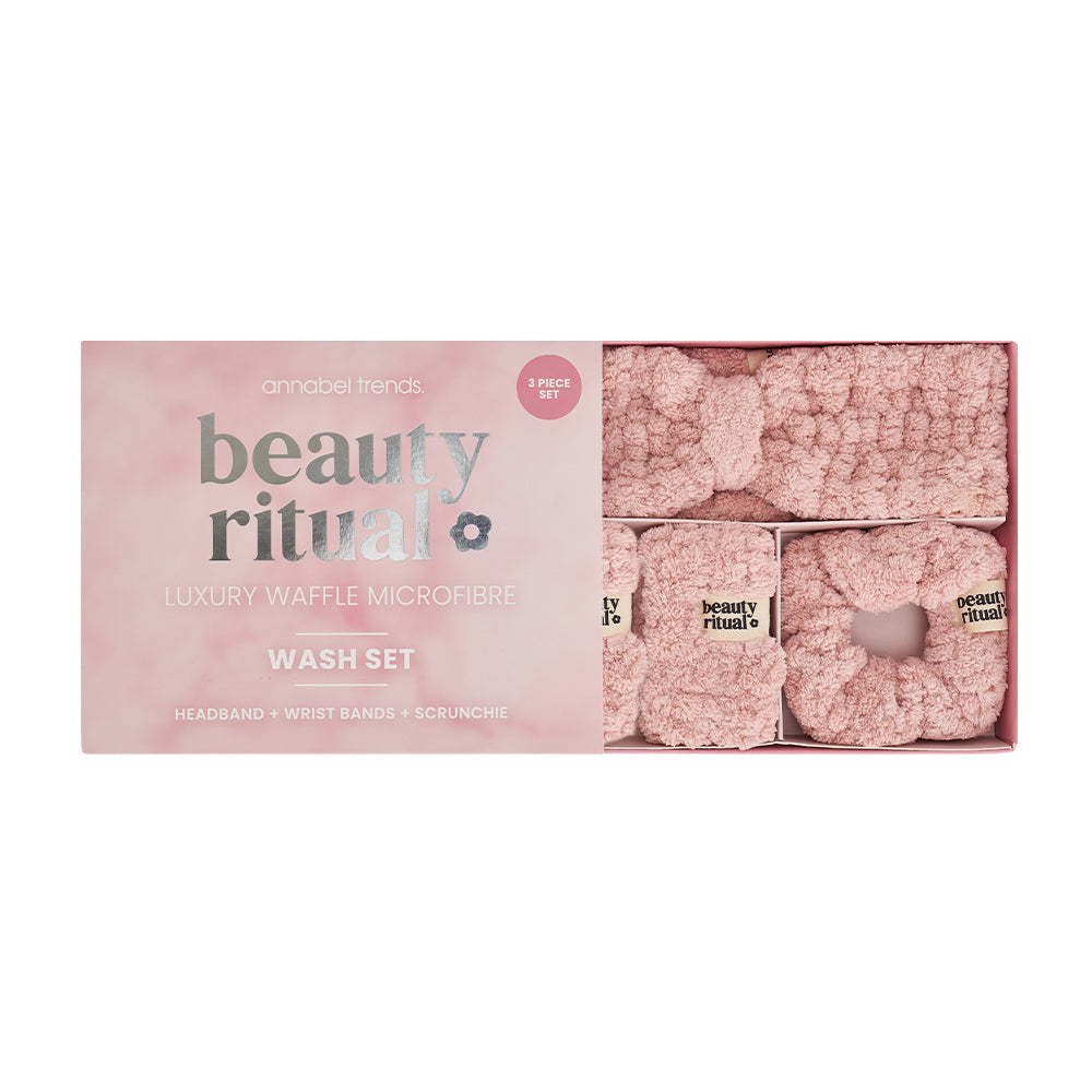 Annabel Trends Luxury Waffle Wash Set Dusty Pink