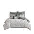 Madison Park Odette 8 Piece Jacquard Damask Medallion Comforter Set Silver King 104 x 92 Inches
